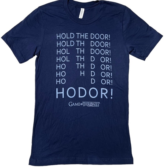NWOT Hodor Hold the Door Game of Thrones Graphic T-Shirt Navy Unisex Sz S - Picture 1 of 6
